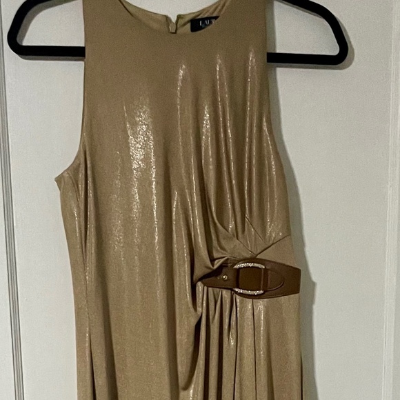 NEW Lauren Ralph Lauren Gold Foil-Print Jersey Dress Size 6 - Picture 3 of 7